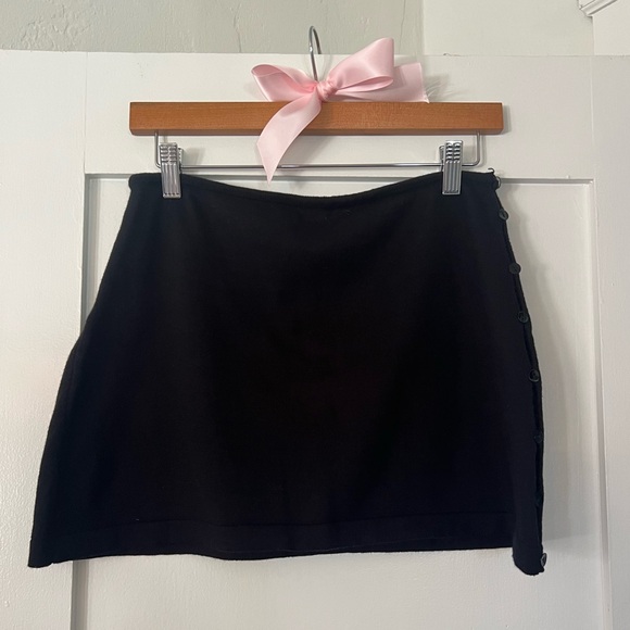 Amlul Soft Knit Mini Skirt with Buttons Down Side - Picture 4 of 9